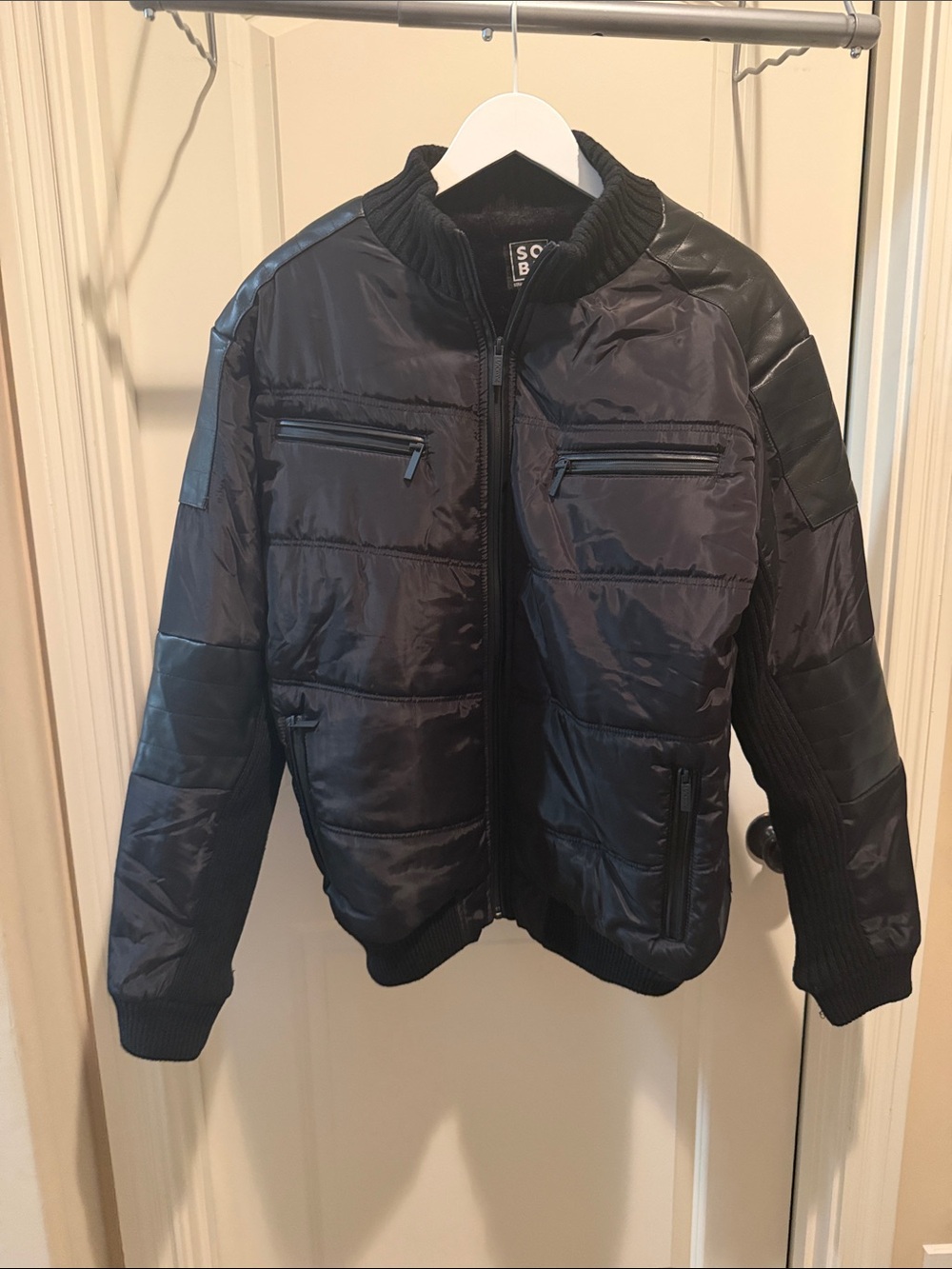 Men’s Black Quilted Bomber Puffer Jacket